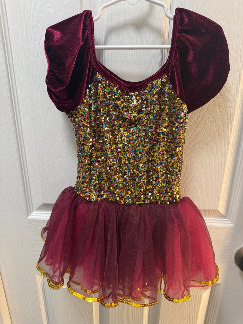 Kids Maroon Sequin Tutu Costume Dress